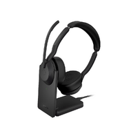 JABRA WIRELESS EVOLVE2 55 MS STEREO BLUETOOTH ANC HEADSET W/CHARGING STAND+LINK390A,USB-A