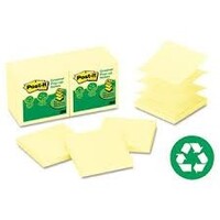 Post It Note 3M R330RP 12YW Pop Up Refill Recycled 76x76mm Yellow Pack 12