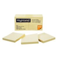 Highland Stick on Note 6549 76mm x 76mm Yellow Pack 12