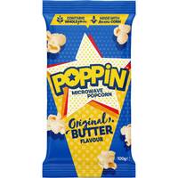 Poppin Microwave Popcorn Butter Flavour 100g