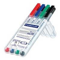 Marker Whiteboard Pen Staedtler Lumocolor 301 WP4 Slim Barrel Assorted Colours Wallet 4 