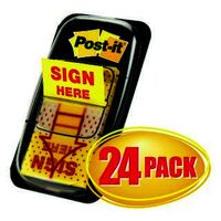 Post It Flag 3M 680 9 24CP Sign Here 25mm x 43mm Cabinet Pack of 24