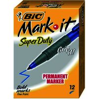 Marker Bic 4 x 4 Pocket Grip Bullet Point Mark It 31842 Blue Box 12