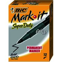 Marker Bic 4 x 4 Pocket Grip Bullet Point Mark It 31843 Black Box 12