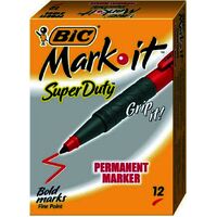 Marker Bic 4 x 4 Pocket Grip Bullet Point Mark It 31844 Red Box 12