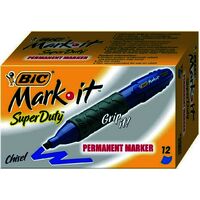 Marker Bic 4 x 4 Tank Grip Chisel Point Mark It 31851Blue Box 12