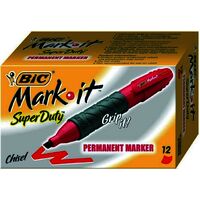 Marker Bic 4 x 4 Tank Grip Chisel Point Mark It 31853 Red Box 12