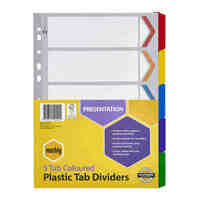 Divider A4 Marbig Manilla Board 5 Tab Reinforced Multi Coloured Tabs 35011F