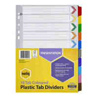 Divider A4 Marbig Reinforced Board 10 Multi Coloured Tabs 35017F