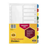 Divider A4 Marbig PP 10 Multi Coloured Tabs 35020