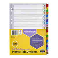 Divider A4 Marbig Manilla Board A To Z Reinforced Multi Coloured Tabs 35024F 