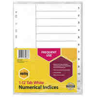 Divider A4 Marbig Indices PP 1 to 12 White 35031