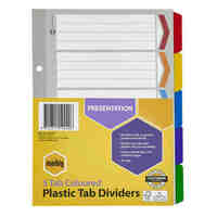 Divider A5 Marbig Reinforced Board 5 Tab Coloured 35042F 