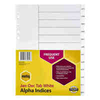 Divider A4 Marbig Indices PP January To December White 35052