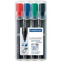 Marker Staedtler Lumocolor Permanent Chisel 350 WP4 Wallet 4 Assorted 