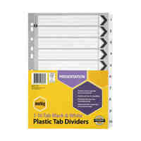 Divider A4 Marbig Manilla Board 1 to 10 Reinforced Tab Black/White 35117F