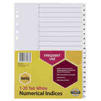Divider A4 Marbig Indices PP 1 to 20 White 35131