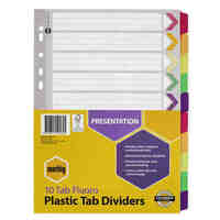 Divider A4 Marbig 10 Tab Fluoro Plastic Tab Dividers 36017F