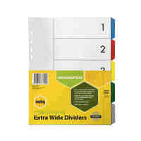 Divider A4 Marbig PP 5 Tab Extra Wide Multi Coloured Tabs 36100