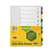 Divider A4 Marbig PP 10 Tab Extra Wide Multi Coloured Tabs 36200