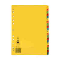 Divider A4 Marbig Manilla Brights A to Z Multi Coloured Tabs 37150F