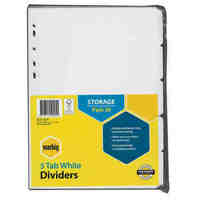 Divider A4 Marbig Manilla 5 Tab White 37320F Bulk Pack 20