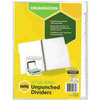 Divider A4 Marbig Manilla 10 Tab Unpunched White 37405F