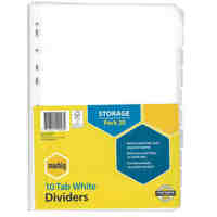 Divider A4 Marbig Manilla 10 Tab White 37420F Bulk Pack 20