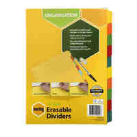 Divider A4 Marbig Manilla Board 10 Tab Erasable Multi Coloured Tabs 37910F