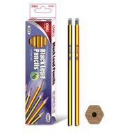 Lead Pencil HB With Eraser Deli Hangsell Pack 12 38030 