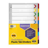 Divider A3 Marbig 10 Tab Reinforced Plastic Colour Portrait 38610F