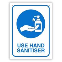 Signage Use Hand Sanitiser Sign Rectangular A4 White/Blue Pictorial Wall Sign 