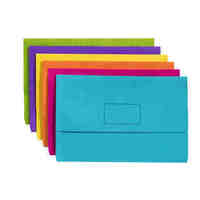 Document Wallet FC Marbig Slimpick Brights Assorted Pack 10 