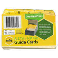 System Card Guide 5x3 inch / 127mm x 76mm Marbig 40065F Manilla A to Z / 1 to 31 Plastic Yellow Tabs 