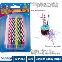 Candles Premier Party 400807 Large Candy Stripe Candels in Holders Card of 12 