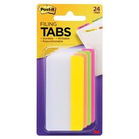 Post It Tab 3M 686 PLOY 3IN 76mm x 38mm Durable Tabs Card 24 Assorted Brights 