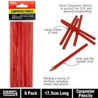 Pencils Carpenter Medium Greylead with Red Oval Barrel Handy Hardware 42852 Hangsell pack of 6 