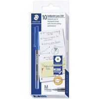 Pen Staedtler Stick 430 Medium Blue Box 10 