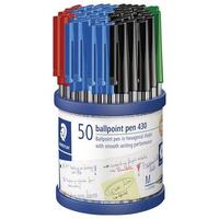 Pen Staedtler Stick 430 Medium Assorted Cup 50 