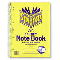 Spirax 596 Notebook A4 5 Subject 7mm 43111 Pack 5 