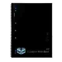 Spirax P596 A4 5 Subject Notebook 125 Leaf Polyprop Pack 5