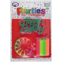 Candle Neon Happy Birthday Plaque Alpen Parties for Everyone Pack 24