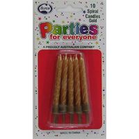 Candle Birthday Spiral Gold Alpen Parties For Everyone Pack 10