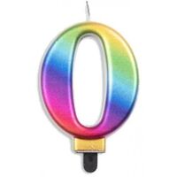 Candle Numeral No 0 Each Metallic Rainbow 75mm 
