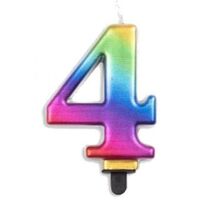 Candle Numeral No. 4 Each Metallic Rainbow 75mm