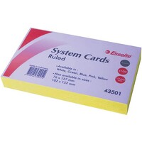 System Card 8 x 5 Inch 203mm x 127mm Ruled Esselte 43501 Yellow Pack 100 