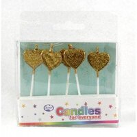 Candle Alpen Hearts Glitter Gold Pack 5