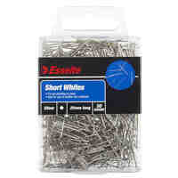 Pins Short White Esselte 45115 Silver 25mm case of 50 Grams 