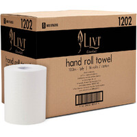 LIVI ESSENTIALS HAND TOWEL ROLL 1 Ply 100m Box of 16