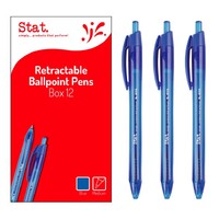 PEN STAT 1.0MM BALLPOINT RETRACTABLE MEDIUM BLUE BX12